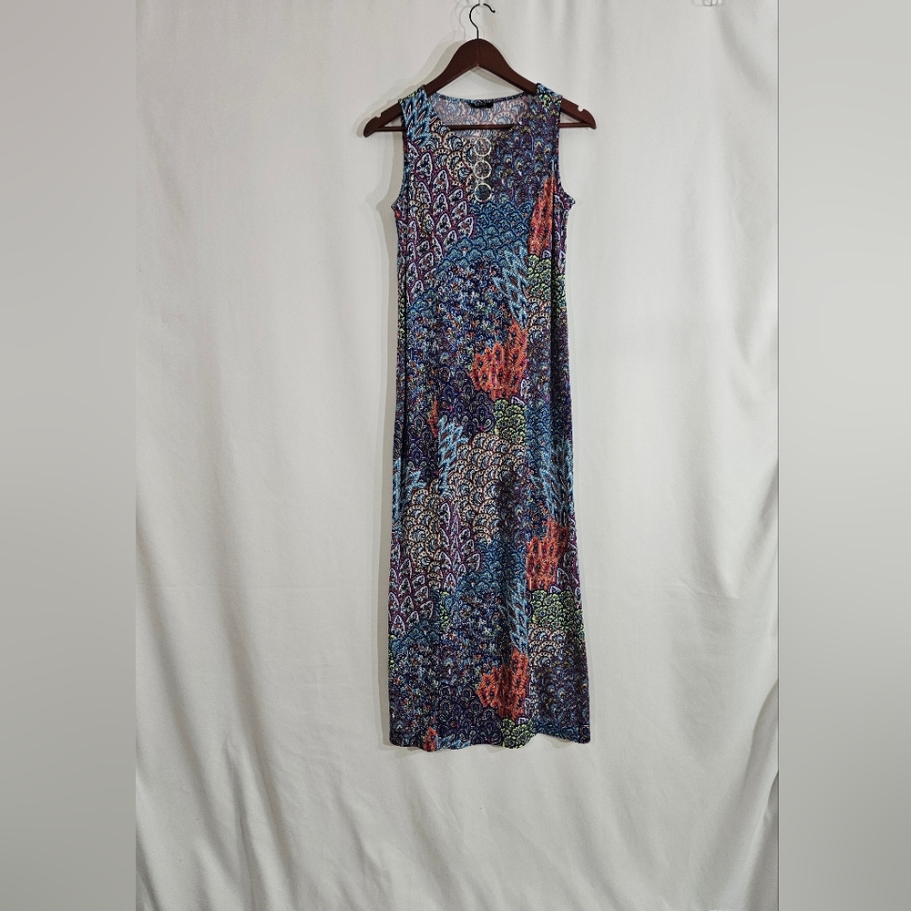 MSK vintage boho paisley print maxi dress women's size medium petite